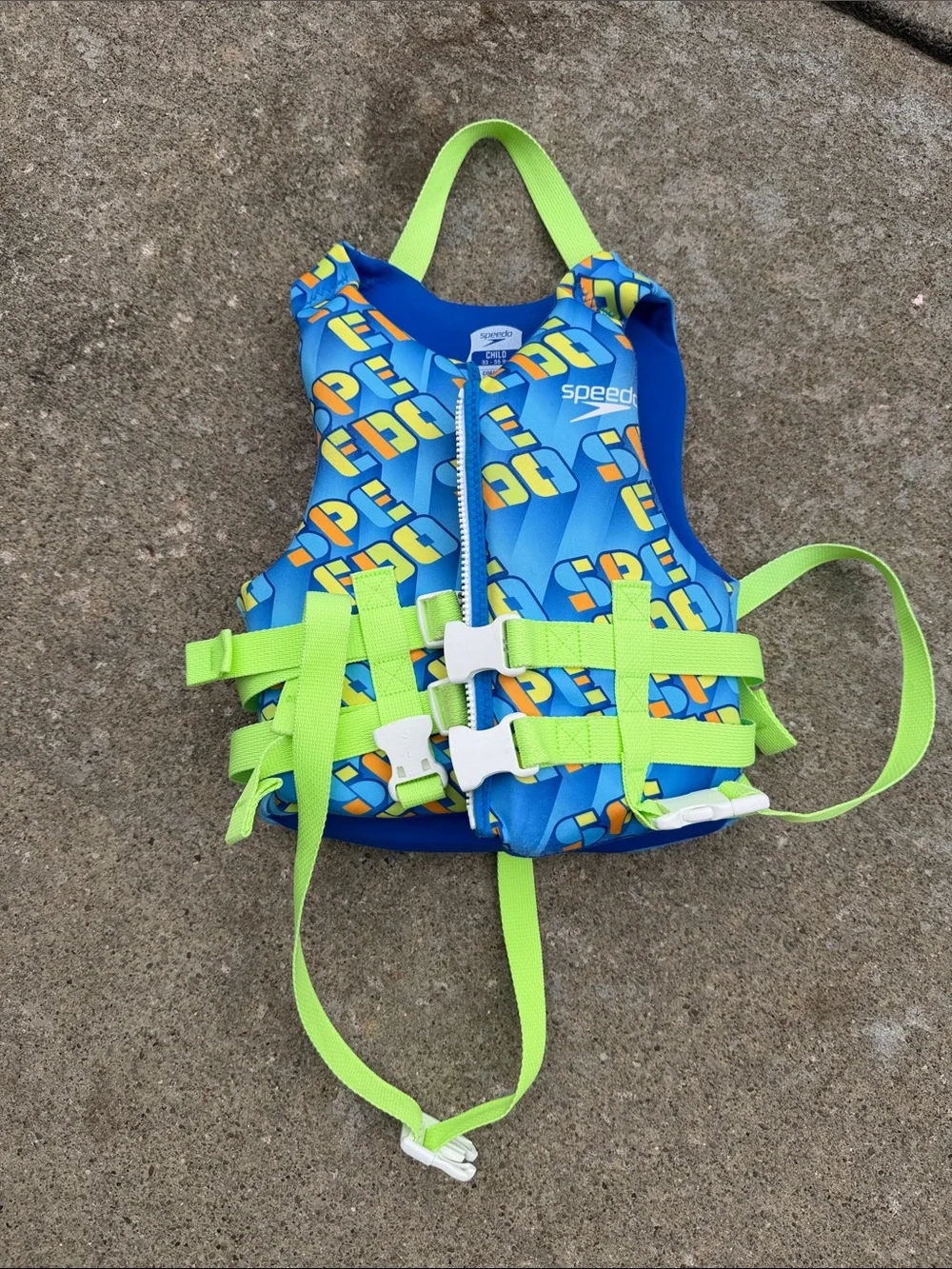 Speedo Blue & Neon Green Kids Swim Vest with Graphic Print